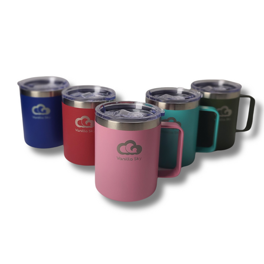 Custom Powder-Coated Stainless Steel 18/8 Insulated Coffee Travel Mugs 12oz