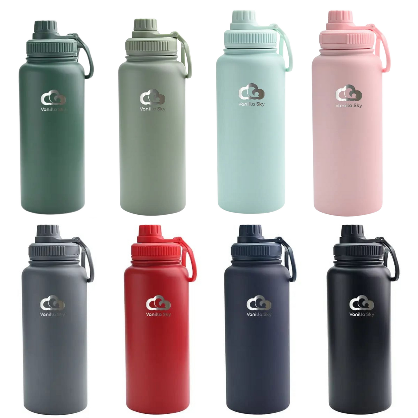 1L Insulated Stainless Steel Bottle - 2 Lids & Silicone Boot Included