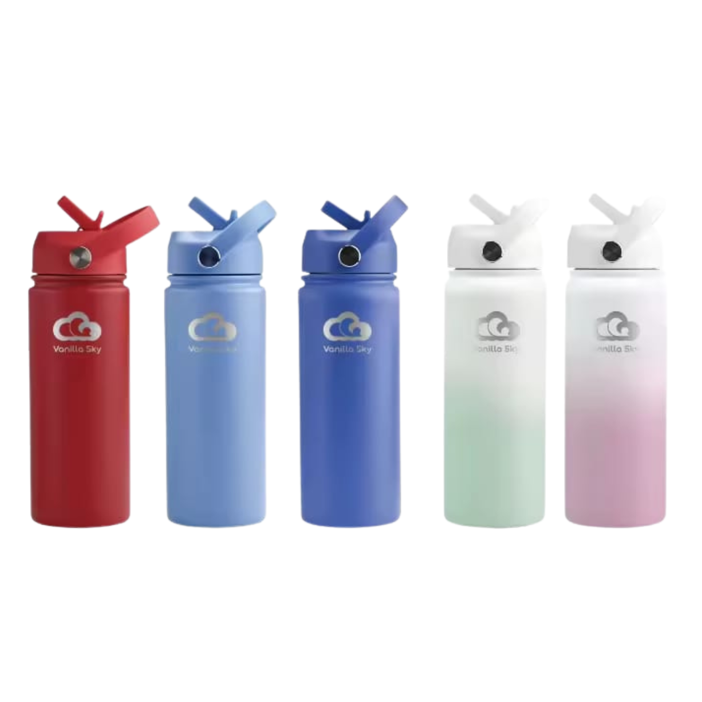 530 ml Stainless Steel Reusable Drink Bottle with Straw Lid – Includes Spare Straw Lid & Silicone Boot – Multiple Colors