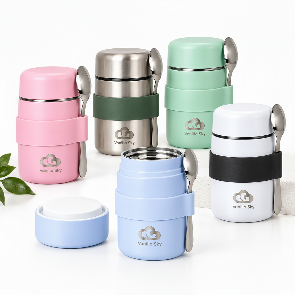 Kids Insulated Food Jar with Spoon – Stainless Steel, Leakproof & Portable 400 ml