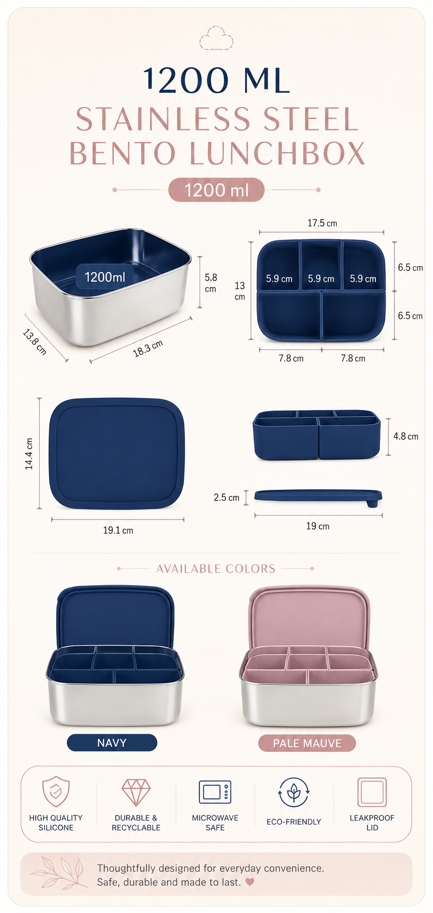 Stainless Steel Bento Box Set with Silicone lid