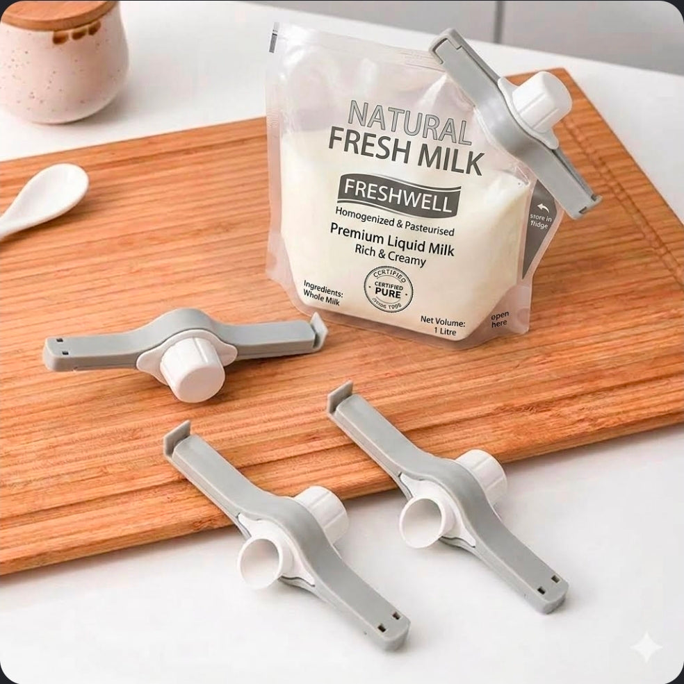 Multi-Functional Food Bag Sealing Clips with Pour Spout | Airtight Bag Sealer