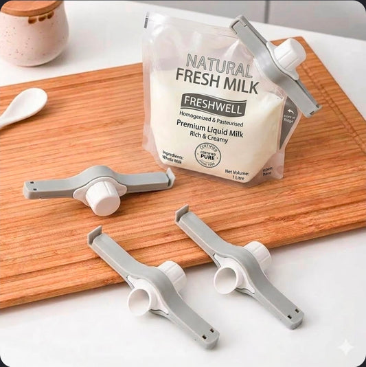Multi-Functional Food Bag Sealing Clips with Pour Spout | Airtight Bag Sealer
