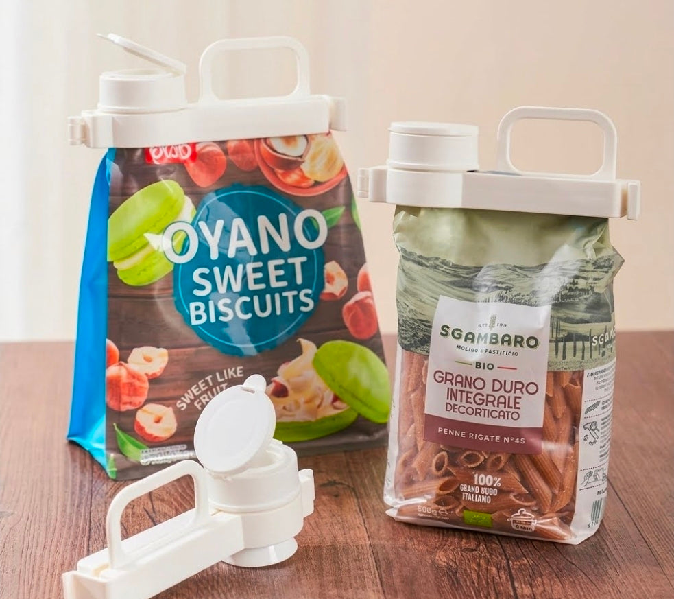 Food Bag Sealing Clip with Pour Spout | Ergonomic Handle Snack Sealer