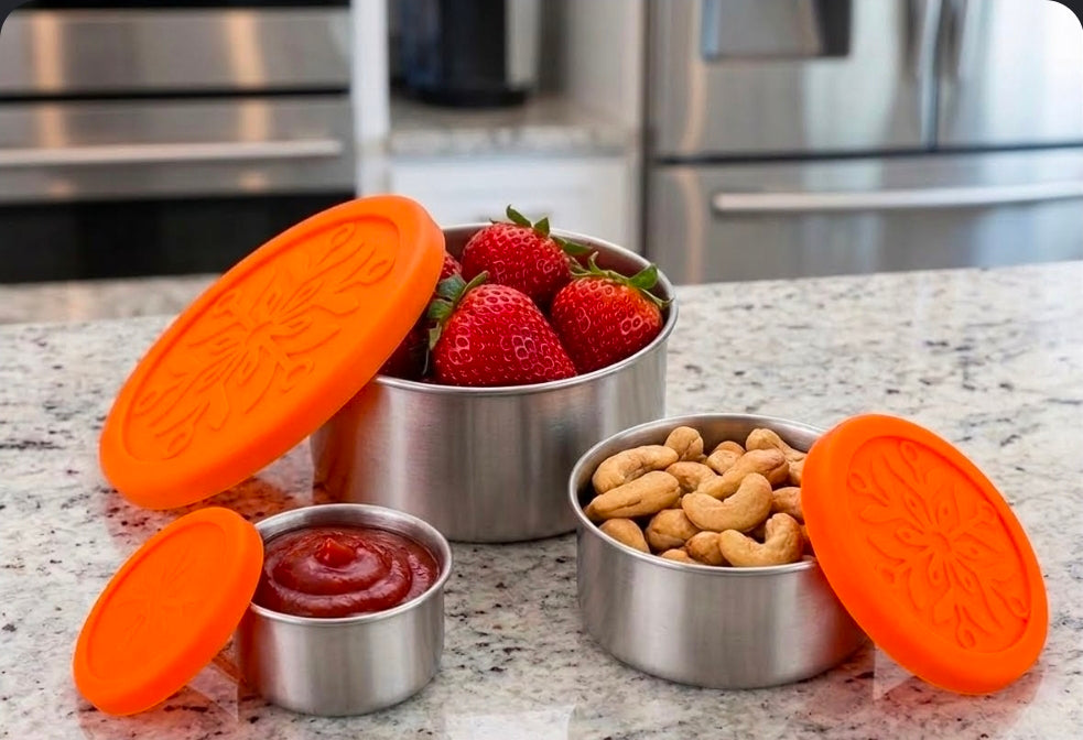Leakproof ss304 Stainless Steel Mini Snack Cups & Sauce Containers with Airtight Silicone