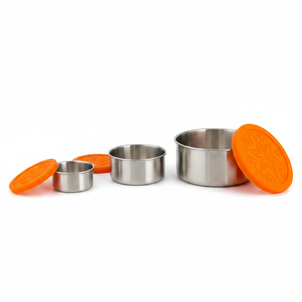 Leakproof ss304 Stainless Steel Mini Snack Cups & Sauce Containers with Airtight Silicone