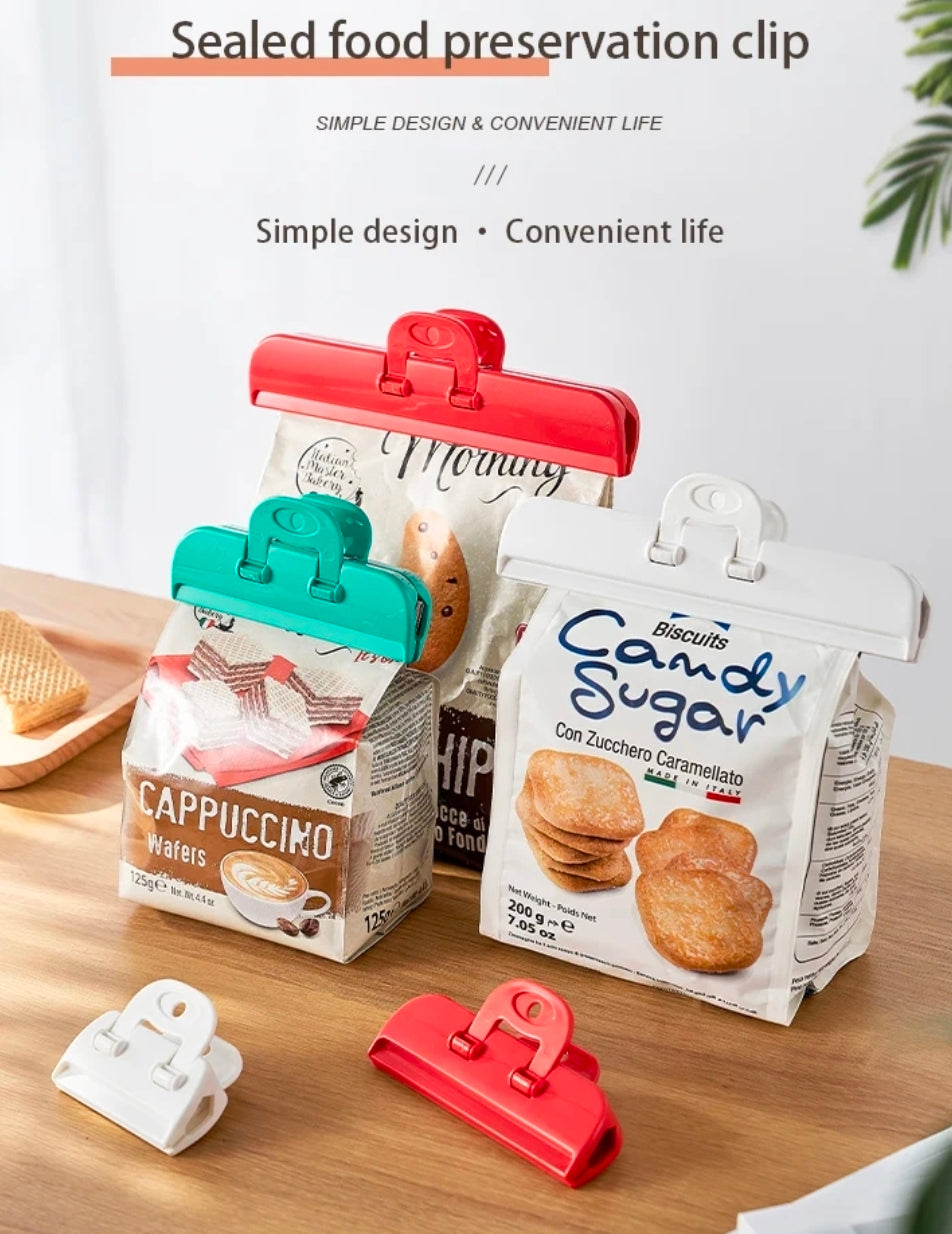 3-Piece Foldable Food Bag Sealing Clips | Heavy-Duty Kitchen Snack Sealer Set white color