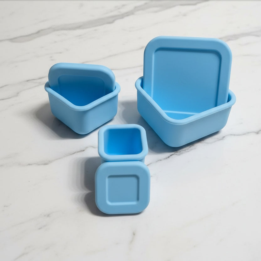 Set of 3 Reusable Silicone Snack Box Set for Kids & Toddlers