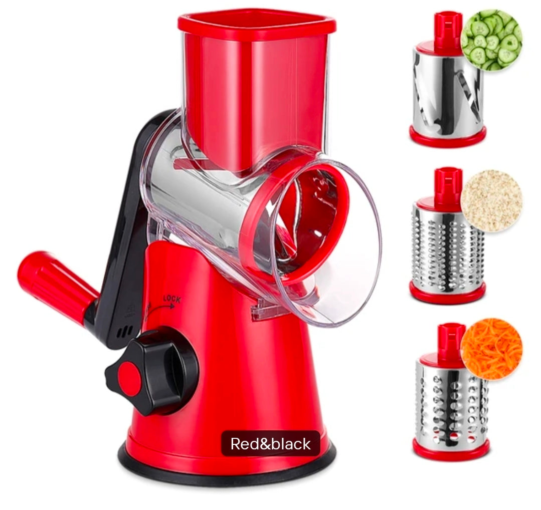3-in-1 Rotary Cheese Grater & Slicer | 2.6" Wide Chute Veggie Cutter