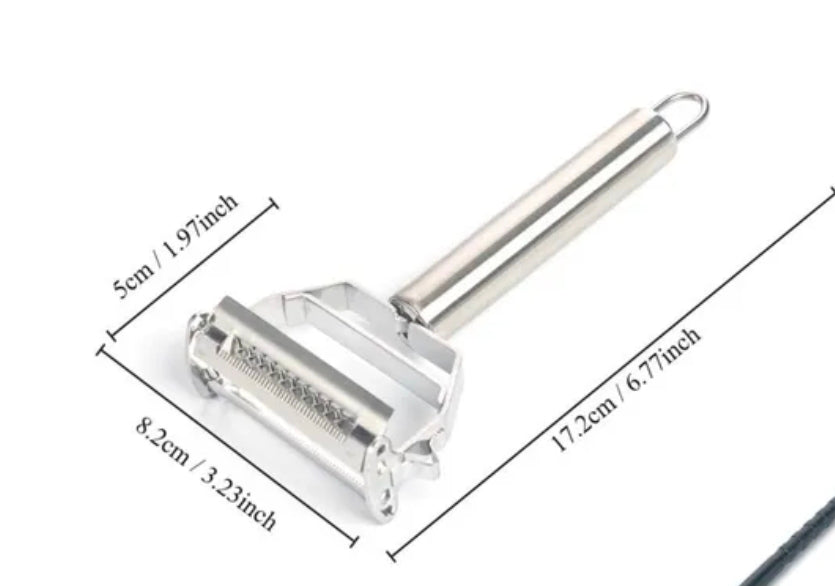 Premium Dual-Blade  Stainless Steel Serrated Fruit Shredder & Vegetable Peeler