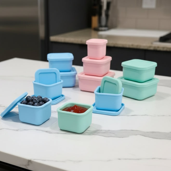 Set of 3 Reusable Silicone Snack Box Set for Kids & Toddlers
