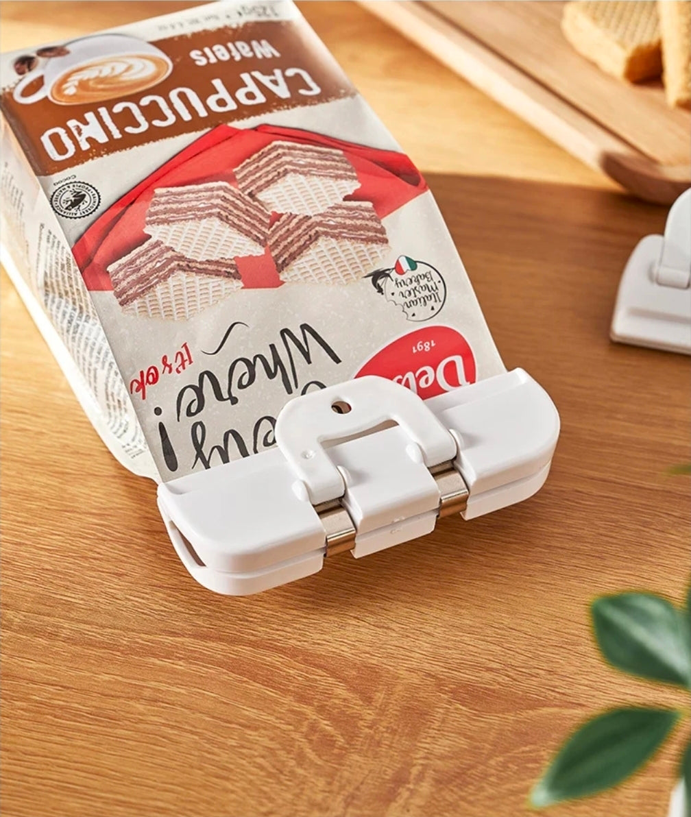 3-Piece Foldable Food Bag Sealing Clips | Heavy-Duty Kitchen Snack Sealer Set white color