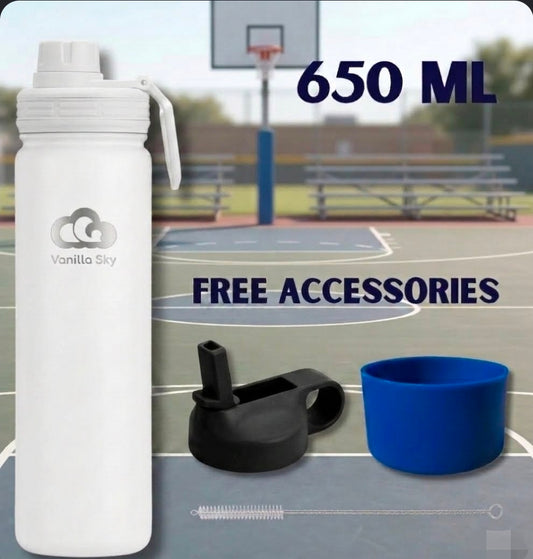 650 ml (22 oz) - Insulated Stainless Steel Water Bottle (im combination with any silicone boot color option available you can choose)