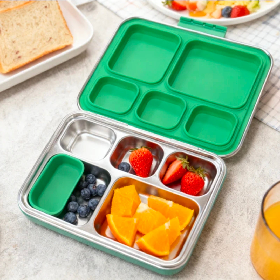 Premium Large 5-Compartment Stainless Steel Bento Box – Leak-Proof & Eco-Friendly 1240ml Kids & Adult Lunch Box