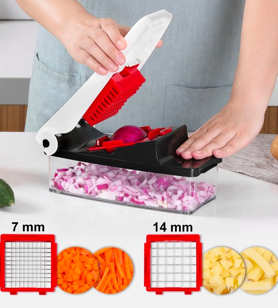 Premium Vegetable Chopper & Easy Dicer | 7mm & 14mm Multi-Blade Salad Maker