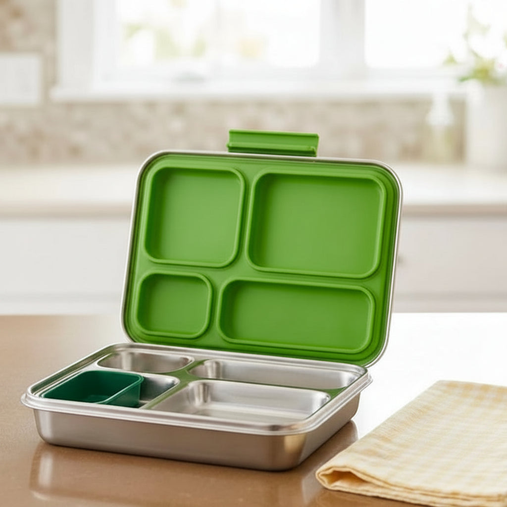 4-Compartment (1,250 ml) Stainless Steel Bento Box – Leak-Proof  Lunchbox, 4 colors available