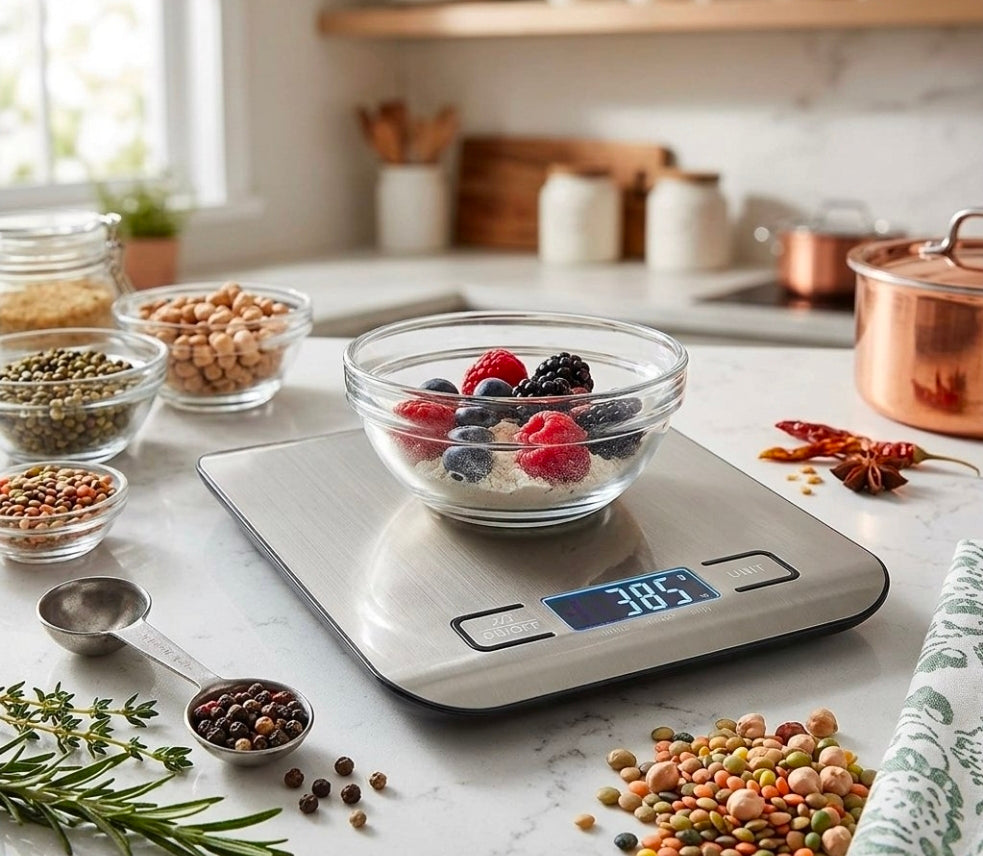 Digital Kitchen Food Scale -High Precision Stainless Steel Cooking & Baking Scale with Backlit LCD