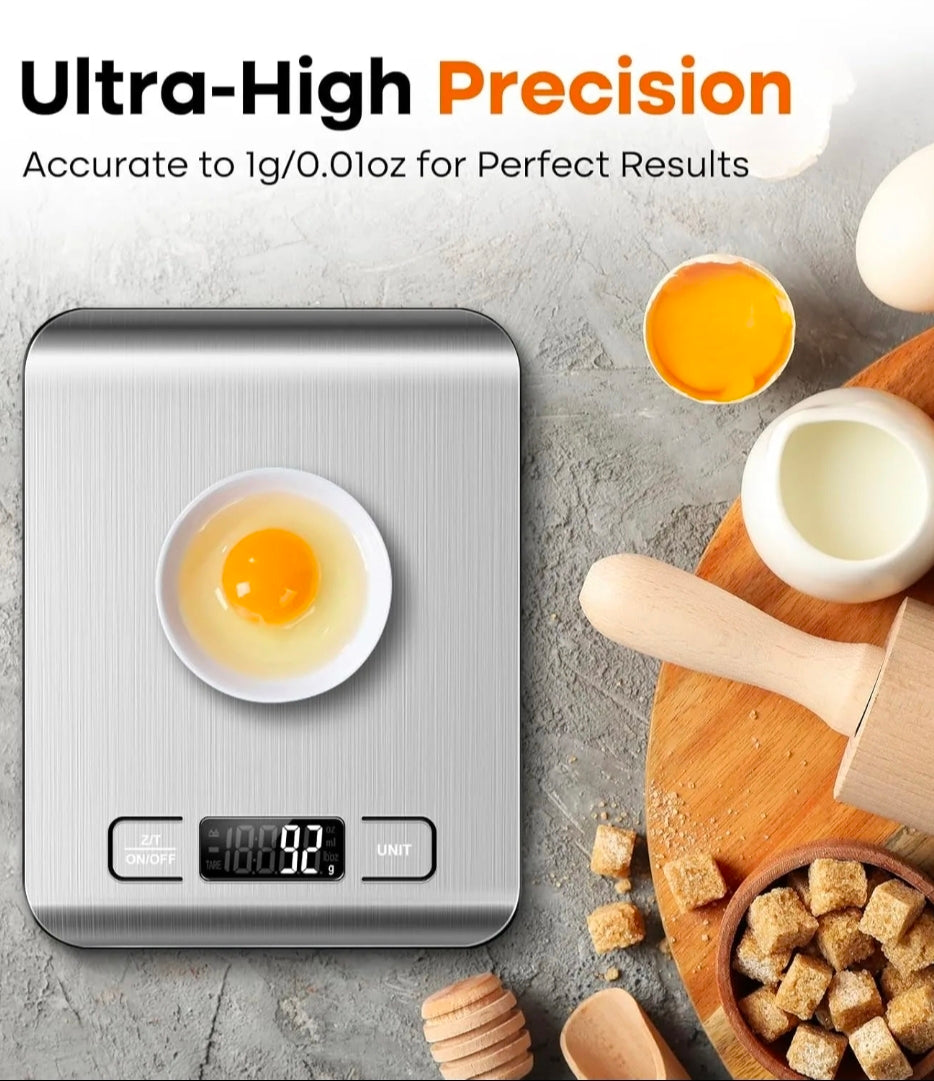 Digital Kitchen Food Scale -High Precision Stainless Steel Cooking & Baking Scale with Backlit LCD