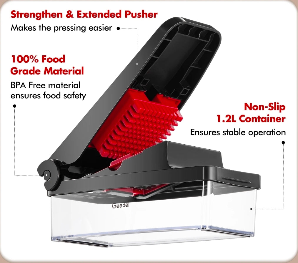 Premium Vegetable Chopper & Easy Dicer | 7mm & 14mm Multi-Blade Salad Maker