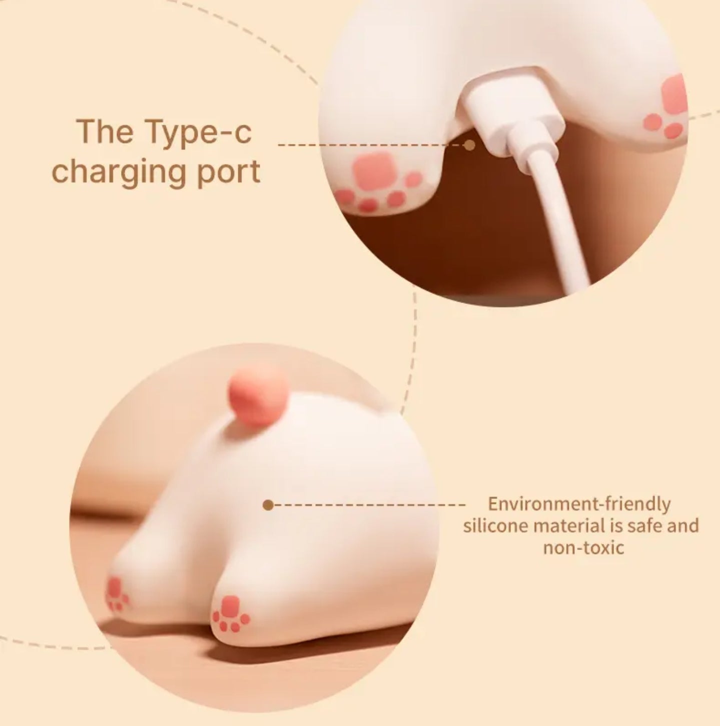 Big Face Rabbit Silicone Night Light – USB Rechargeable Cute LED Lamp for Kids & Bedrooms