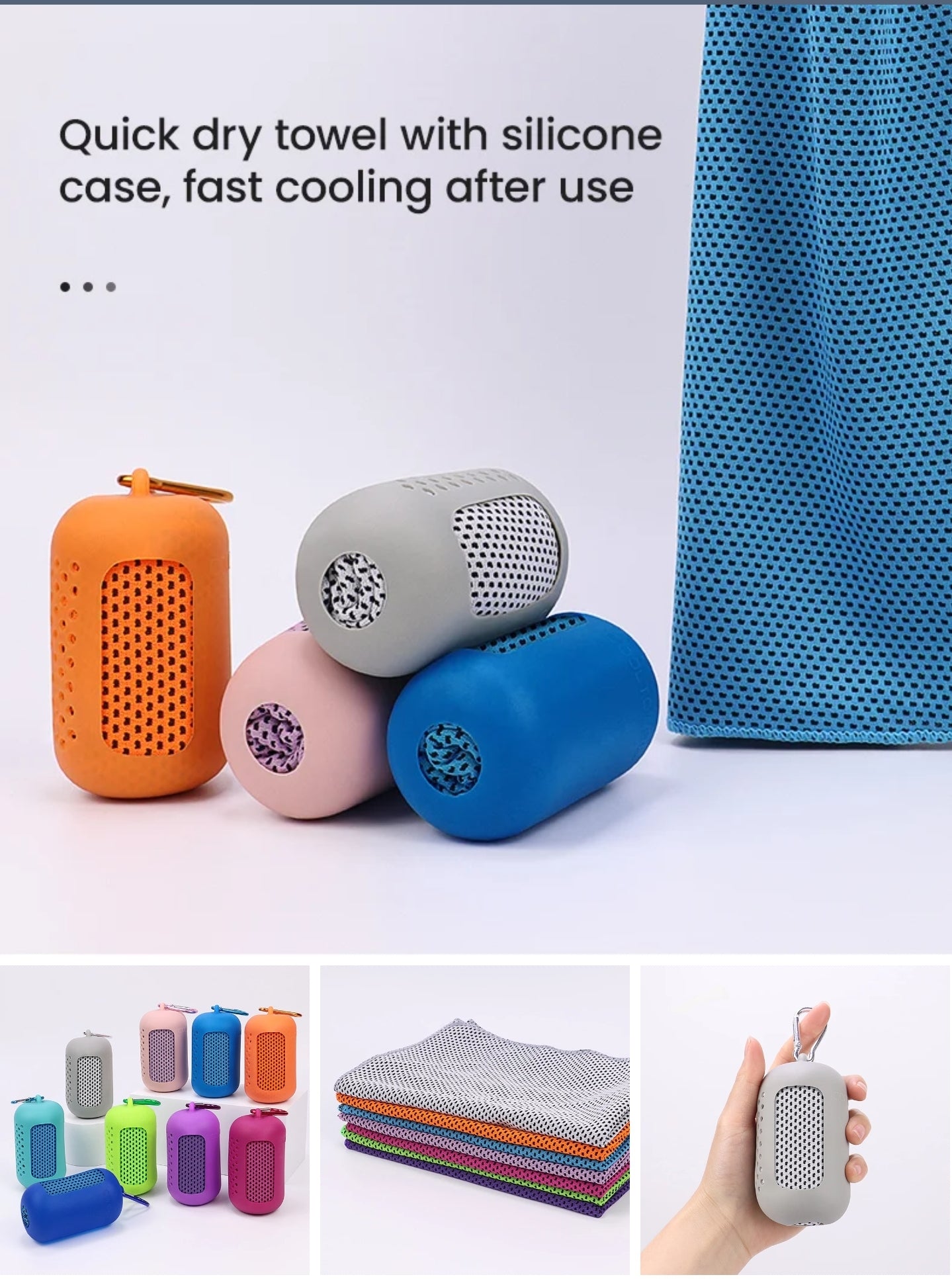 Cooling Pocket Towel with Silicone Case – Quick Dry, Microfiber, Compact & Reusable