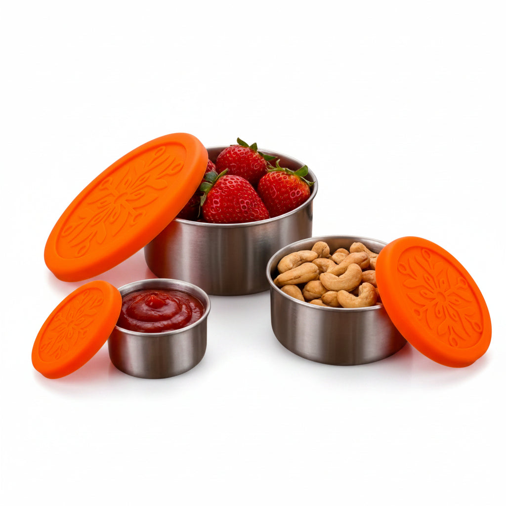 Leakproof ss304 Stainless Steel Mini Snack Cups & Sauce Containers with Airtight Silicone