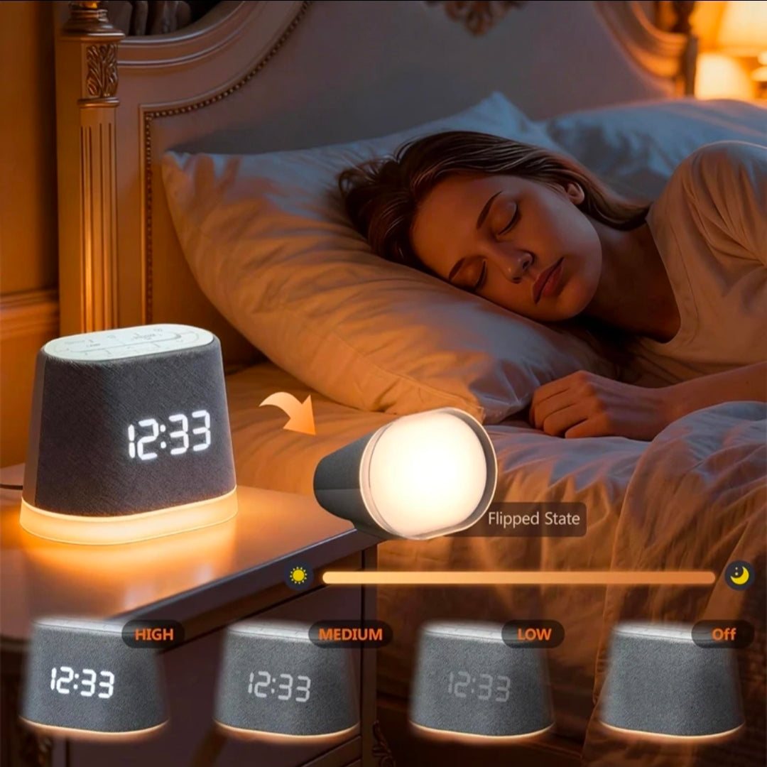 Multi-Functional Smart Alarm Clock with Bluetooth Speaker & White Noise Machine – Dual Alarm, Sunrise Night Light, Sleep Sound Machine for Bedroom & Living Room Decor