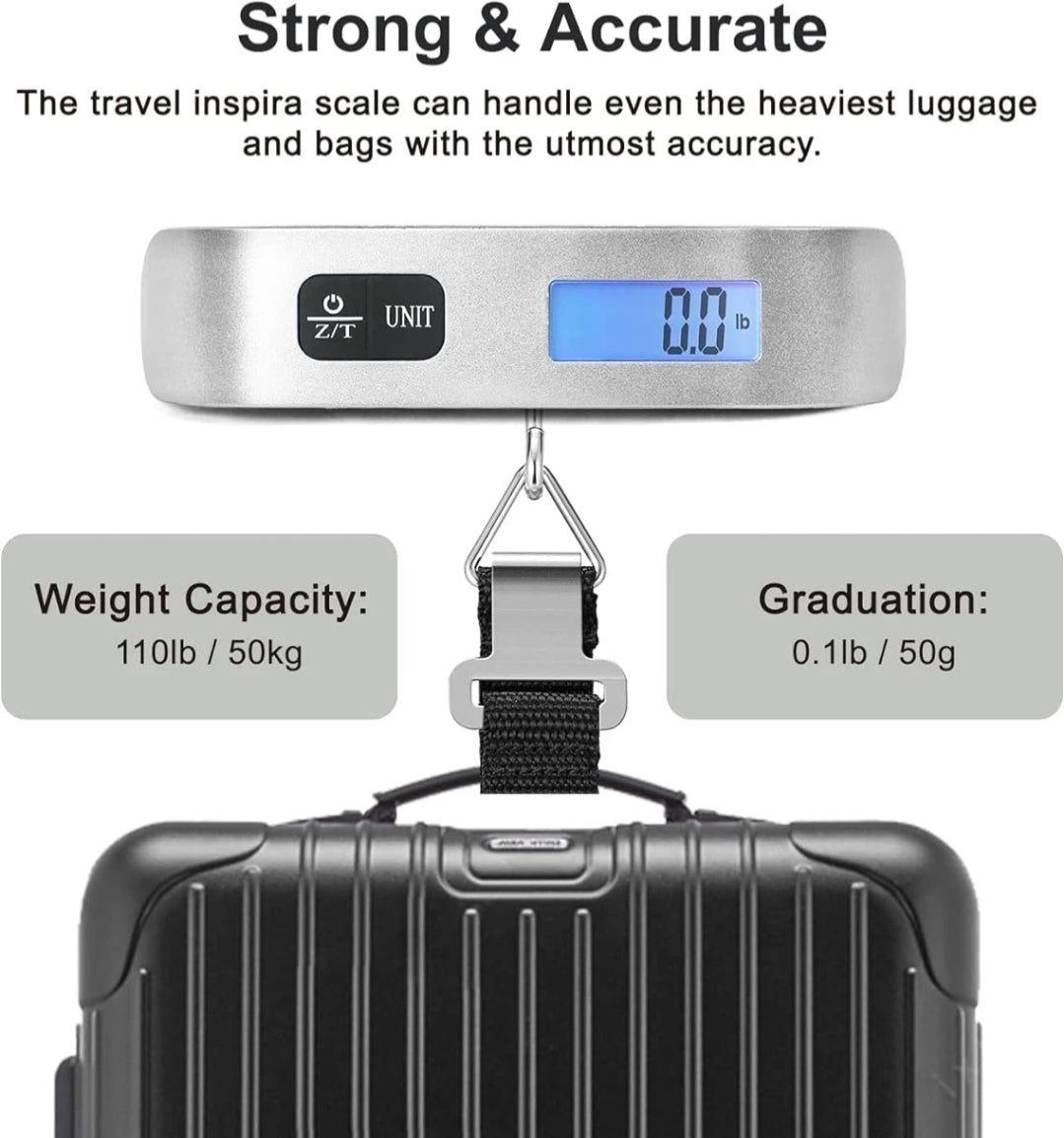 Digital Luggage Scale - 50kg/110lbs High Precision Portable Handheld Suitcase Weight Scale for Travel