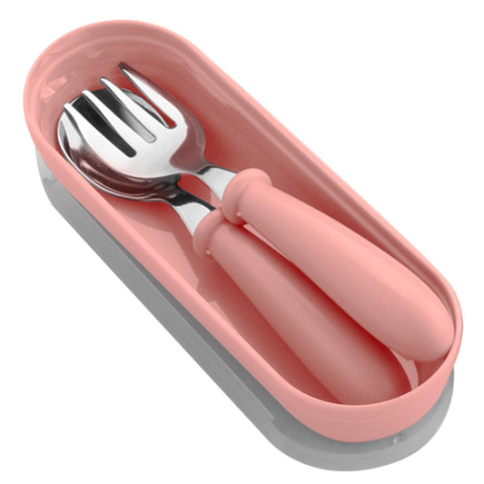 Portable Toddler Spoon & Fork Set with Case - SS304 Stainless Steel